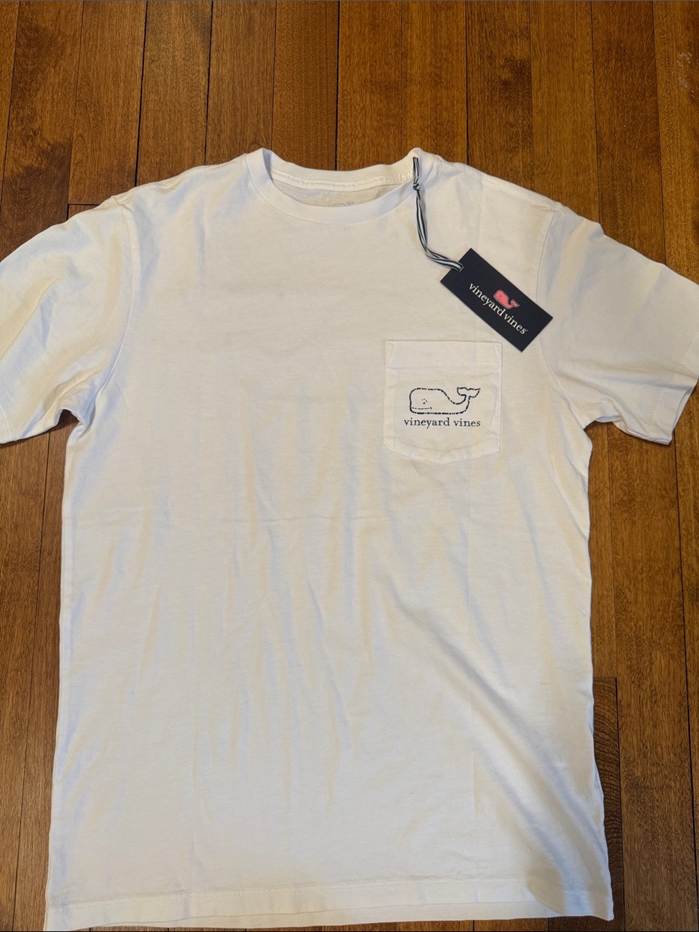 Vineyard Vines White Short-Sleeve Pocket Tee with Whale Logo